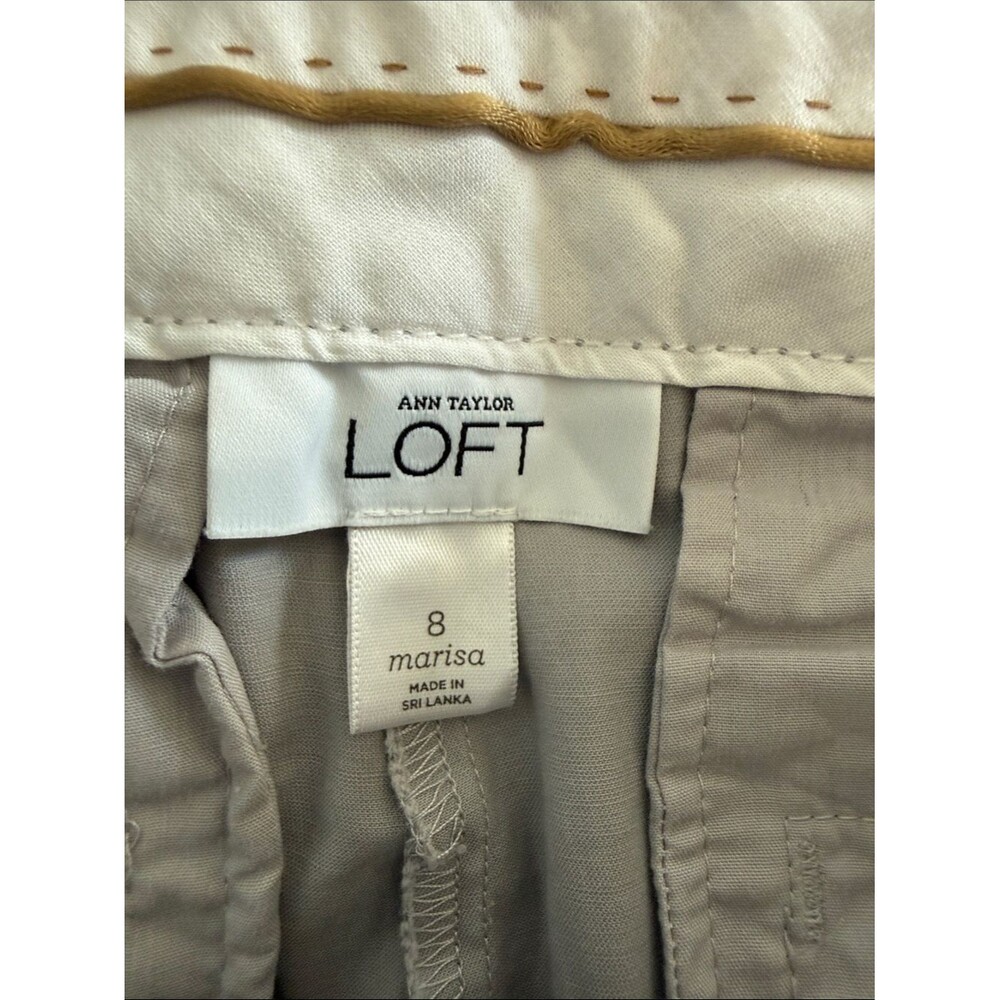 LOFT Gray Taupe Cotton Bootleg Cotton Pants Marisa Style Size 8 - Picture 2 of 13